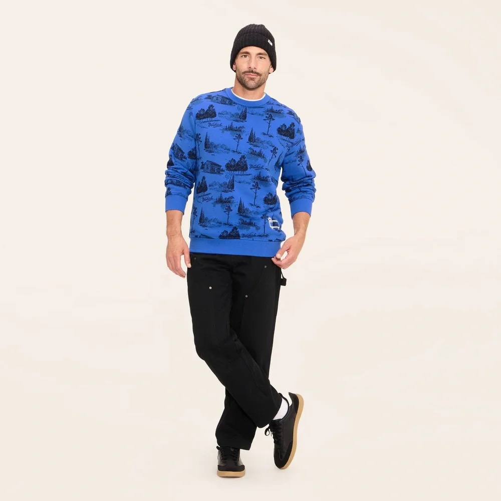 Woolrich x Target Men's M / Medium Toile Print Pullover Sweatshirt Blue Crewneck